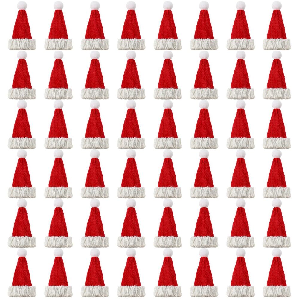 5095 48 Pcs Mini Santa Hats for Crafts Small Christmas Knit Hat Tiny